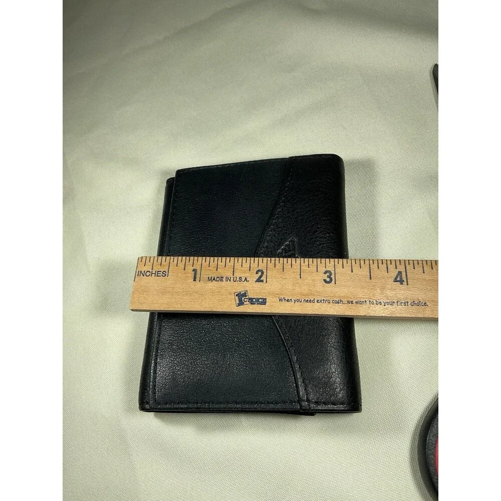 Dockers Mens Genuine Full Grain Black Leather Tri-fold Wallet Credit Card Holder